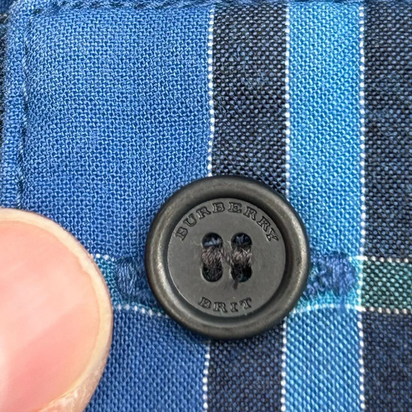 Burberry Blue Plaid Check Button Down Shirt, size Small - Picture 4 of 8
